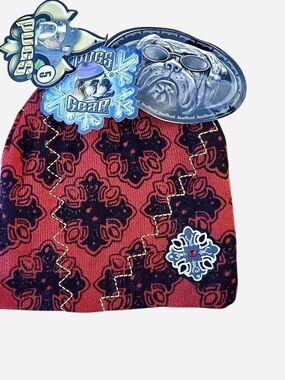 Pugs Bulldog Gear Red & Black Patterned Beanie